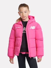 New Balance Pink Girls Graphic Logo Coat - Image 2 of 12