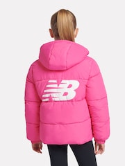 New Balance Pink Girls Graphic Logo Coat - Image 3 of 12