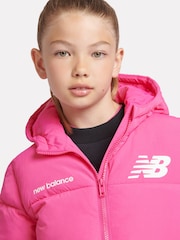 New Balance Pink Girls Graphic Logo Coat - Image 4 of 12
