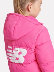 New Balance Pink Girls Graphic Logo Coat - Image 6 of 12