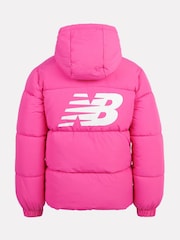 New Balance Pink Girls Graphic Logo Coat - Image 9 of 12