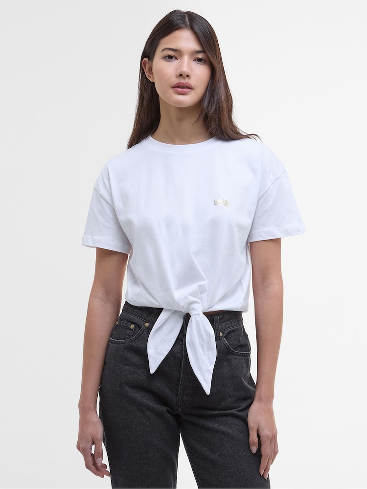 Barbour® International Soules Tie front 100% Cotton White T-Shirt - Image 1 of 7