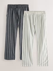Black/Ecru Stripe Woven Pyjama Bottoms 2 Pack - Image 1 of 5