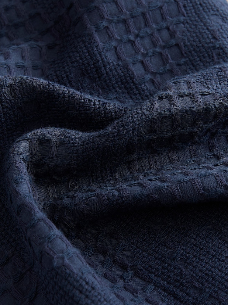Темно-синий - Textured Woven 100% Cotton Shirt and Shorts Set - Image 10 of 11