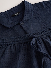 Темно-синий - Textured Woven Loungewear 100% Cotton Shorts Set - Image 11 of 11