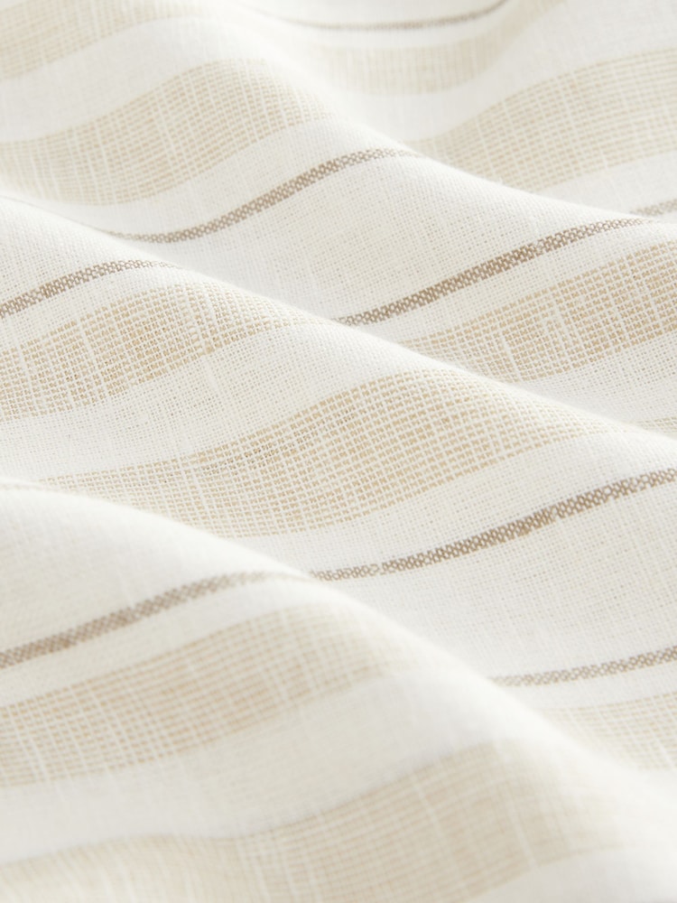 Neutral Brown Striped Linen Blend Woven Pyjamas Bottoms - Image 2 of 4