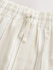 Neutral Brown Striped Linen Blend Woven Pyjamas Bottoms - Image 3 of 4
