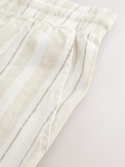 Neutral Brown Striped Linen Blend Woven Pyjamas Bottoms - Image 4 of 4