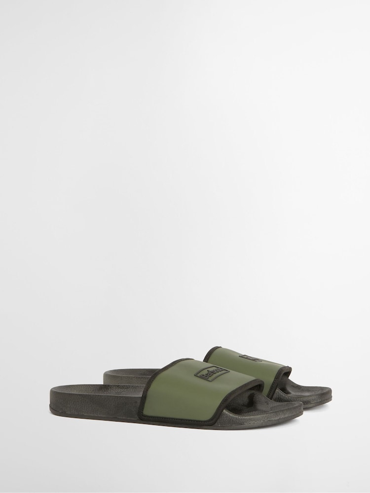 Barbour® Green Cresswell Sliders - Image 2 of 6 Barbour® Green Cresswell Sliders - Image 2 of 6