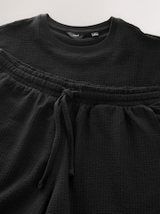Black Jersey Textured Co-ord Shorts Set - Image 10 of 11