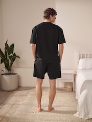 Black Jersey Textured Co-ord Shorts Set - Image 3 of 11