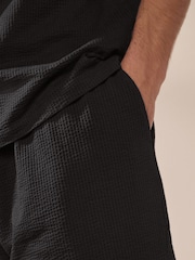 Black Jersey Textured Co-ord Shorts Set - Image 5 of 11