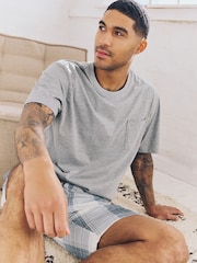 Blue/Grey Check Pyjamas Shorts 2 Pack - Image 12 of 12