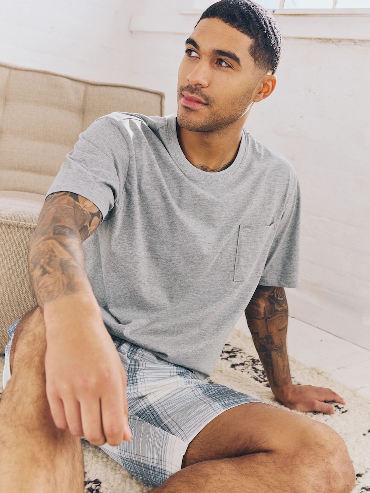 Blue/Grey Check Pyjamas Shorts 2 Pack - Image 12 of 12