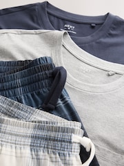 Blue/Grey Check Pyjamas Shorts 2 Pack - Image 6 of 12