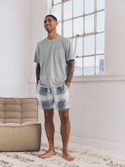 Blue/Grey Check Pyjamas Shorts 2 Pack - Image 9 of 12