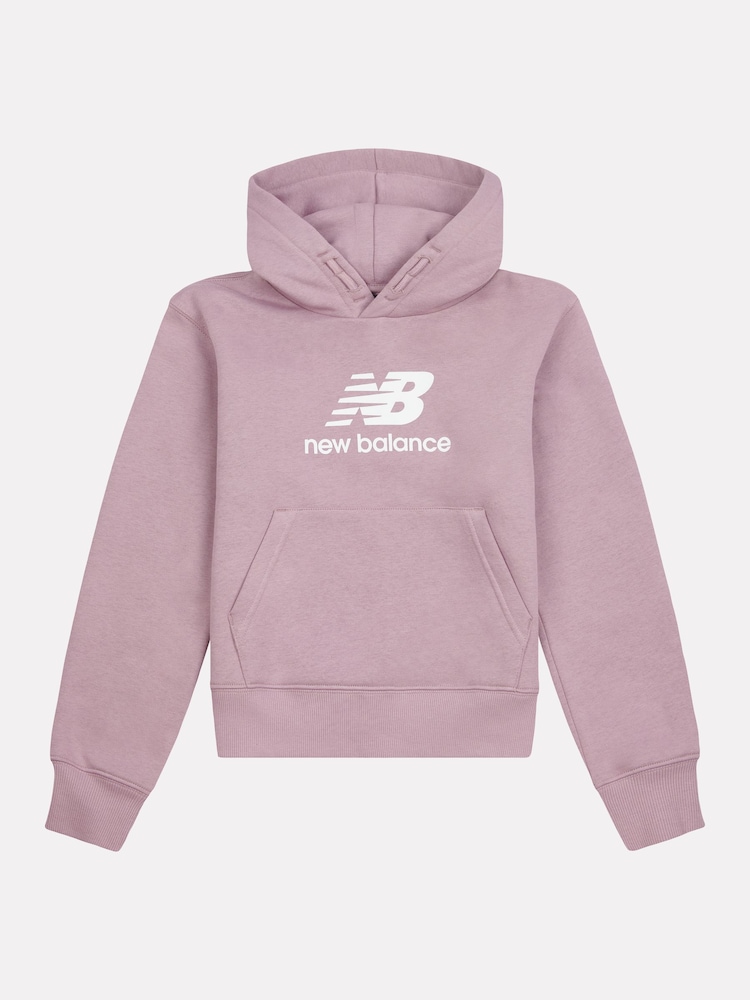 Червоний - New Balance дівчата Brush Back Stacked Logo худі - Image 1 of 3