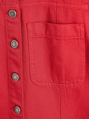 Oliver Bonas Red Denim Button Up 100% Cotton Mini Dress - Image 7 of 8
