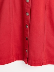 Oliver Bonas Red Denim Button Up 100% Cotton Mini Dress - Image 8 of 8