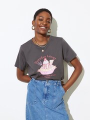 Oliver Bonas Grey Sundae Lover Graphic T-Shirt - Image 1 of 7
