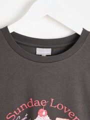 Oliver Bonas Grey Sundae Lover Graphic T-Shirt - Image 5 of 7