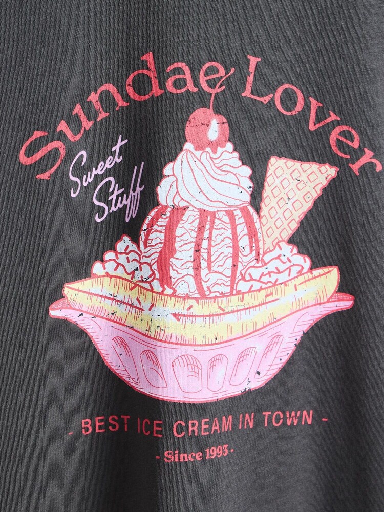 Oliver Bonas Grey Sundae Lover Graphic T-Shirt - Image 7 of 7