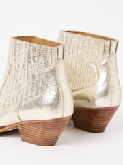 Oliver Bonas Gold Leather Ankle Cowboy Boots - Image 4 of 7