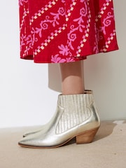 Oliver Bonas Gold Leather Ankle Cowboy Boots - Image 7 of 7