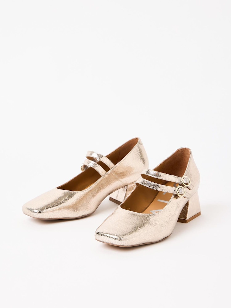 Oliver Bonas Mary Jane Crackle Leather Block čevlji z visoko peto - Slika 1 iz 7 Oliver Bonas Mary Jane Crackle Leather Block čevlji z visoko peto - Slika 1 iz 7