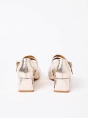 Oliver Bonas Mary Jane Crackle Leather Block čevlji z visoko peto - Slika 3 iz 7