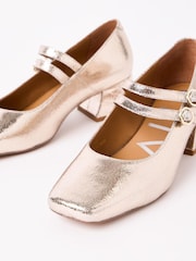 Oliver Bonas Mary Jane Crackle Leather Block čevlji z visoko peto - Slika 5 iz 7