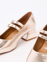 Oliver Bonas Mary Jane Crackle Leather Block čevlji z visoko peto - Slika 6 iz 7