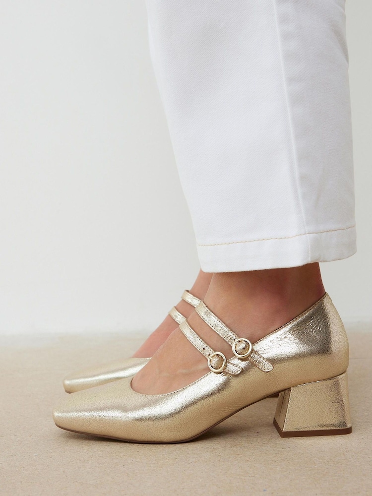 Oliver Bonas Mary Jane Crackle Leather Block čevlji z visoko peto - Slika 7 iz 7