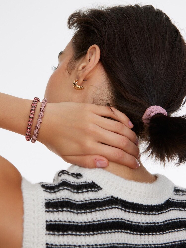 Oliver Bonas Pink Aspen Hair Bands 3 Pack - Image 4 of 4