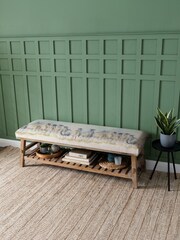 Voyage Maison Come By Cream Rupert Printed Bench - Image 1 of 2
