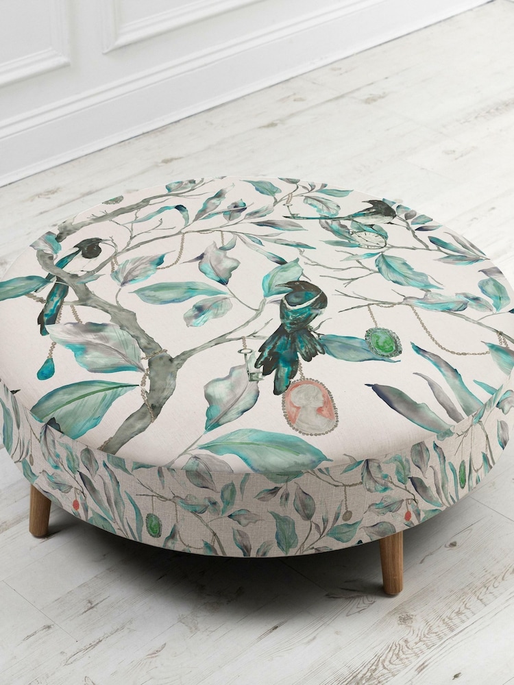 Voyage Maison Collector Linen Blue Petra Footstool - Image 2 of 2