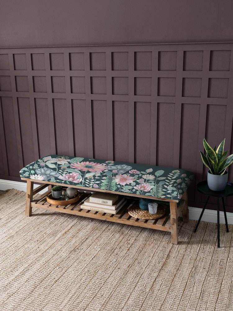 Voyage Maison Nesidora Emerald Green Rupert Printed Bench - Image 1 of 2