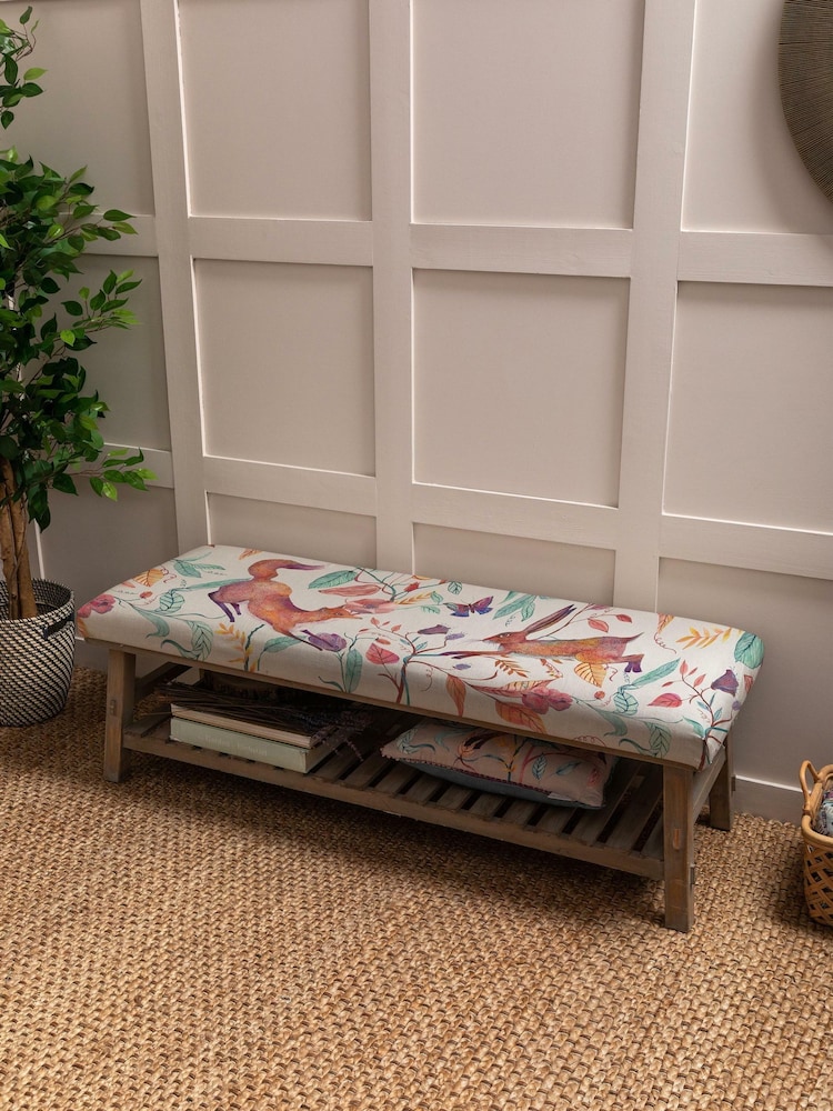 Voyage Maison Leaping Into The Fauna Linen Natural Rupert Printed Bench - Image 1 of 2