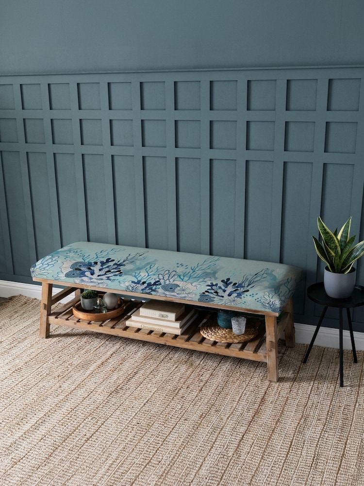 Voyage Maison Coralie Meadow Blue Rupert Printed Bench - Image 1 of 2