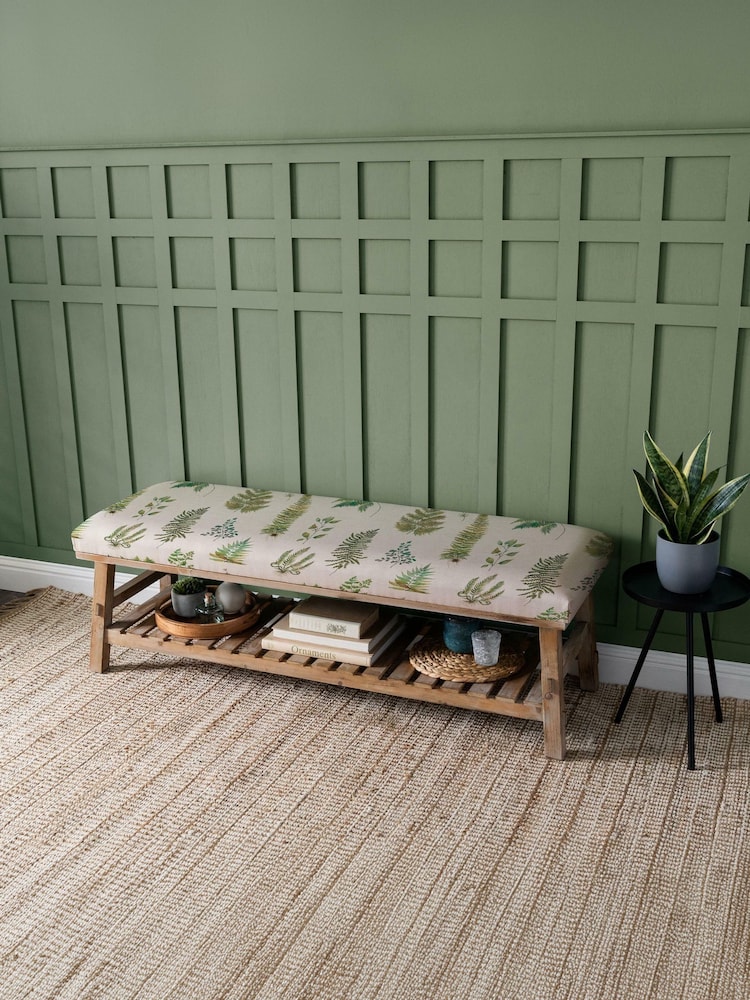 Voyage Maison Verbena Linen Green Rupert Printed Bench - Image 1 of 2