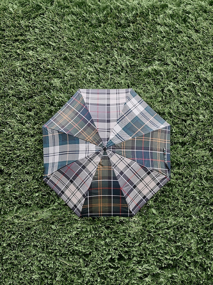 Barbour® Green Mixed Tartan Full Length Umbrella - Image 1 of 7