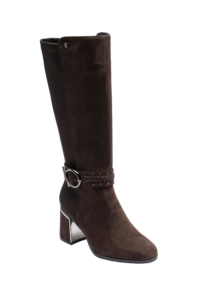 Lotus Brown Knee High Boots With Stretch - Image 1 of 4 Lotus Brown Knee High Boots With Stretch - Image 1 of 4