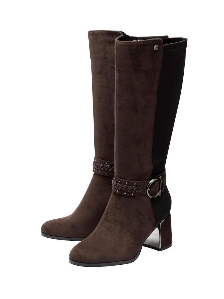 Lotus Brown Knee High Boots With Stretch - Image 2 of 4 Lotus Brown Knee High Boots With Stretch - Image 2 of 4