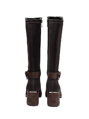 Lotus Brown Knee High Boots With Stretch - Image 3 of 4