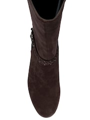 Lotus Brown Knee High Boots With Stretch - Image 4 of 4