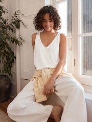 White / Lemon Yellow Linen-blend Vests 2 Pack - Image 4 of 13