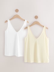 White / Lemon Yellow Linen-blend Vests 2 Pack - Image 9 of 13
