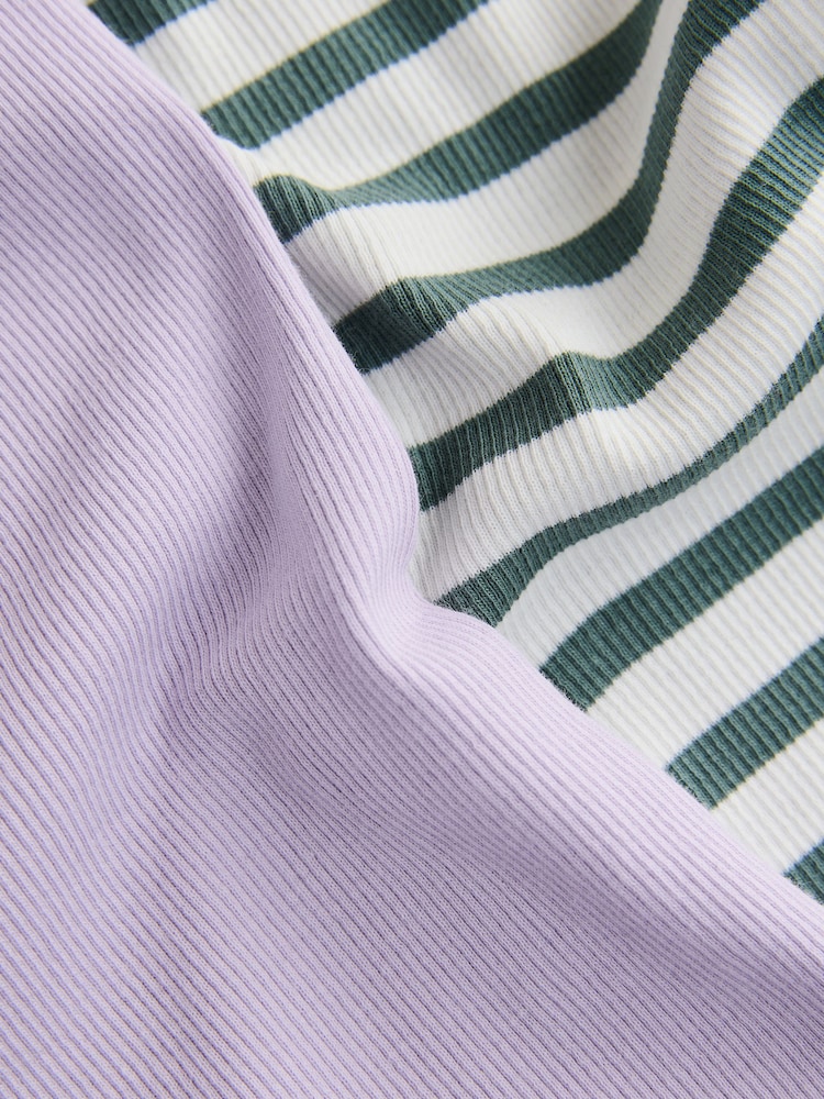 Khaki Stripe / Lilac High Neck Vests 2 Pack - Image 10 of 11