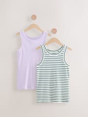 Khaki Stripe / Lilac High Neck Vests 2 Pack - Image 7 of 11