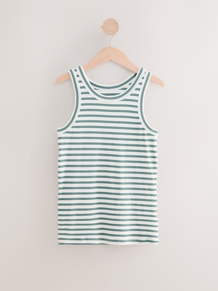Khaki Stripe / Lilac High Neck Vests 2 Pack - Image 8 of 11